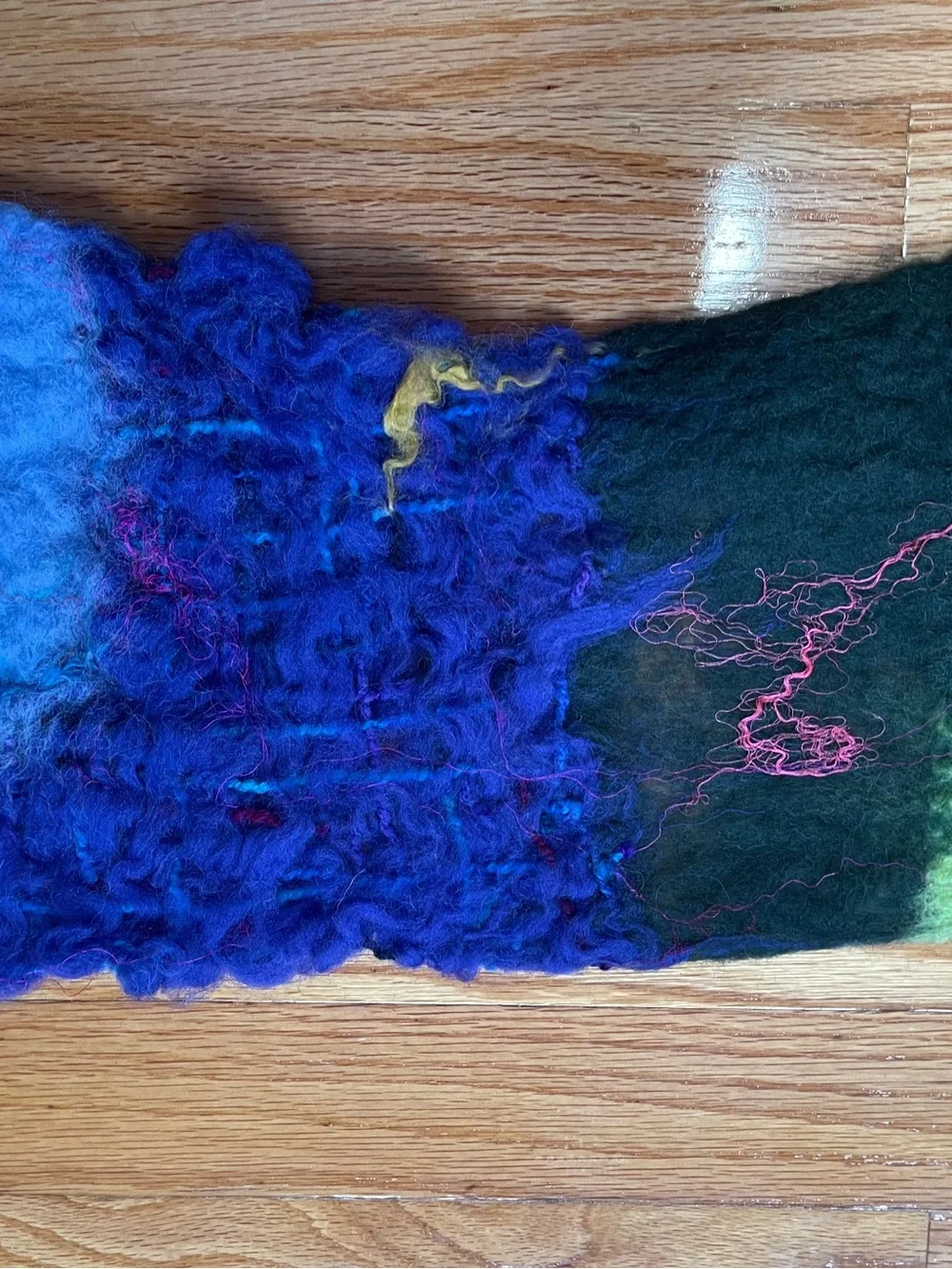 Colorful Hand-Felted Wool Scarf - Multi Color